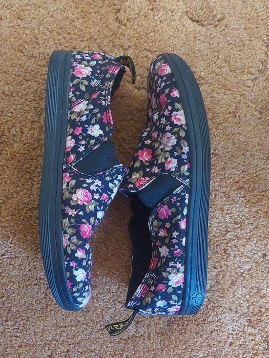 Dr. Martens Shoes - Dr. Martens Black Floral Slip-On Sneakers